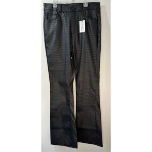 Primark women’s faux leather high waisted black flare pants size 12 NWT #38-0976